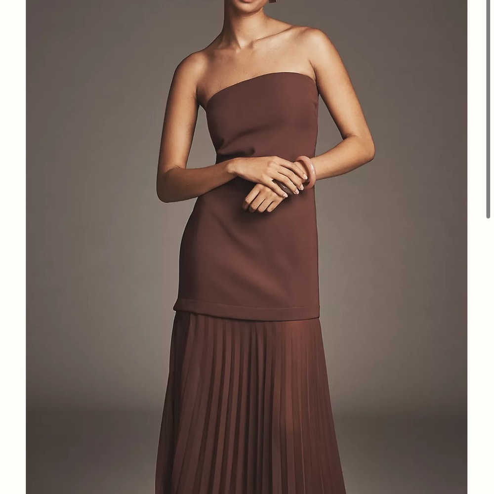Anthropologie Brown Strapless Dress